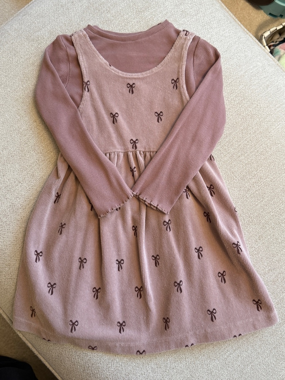 2 pieces Zara Mauve Bow Knit Layered Dress